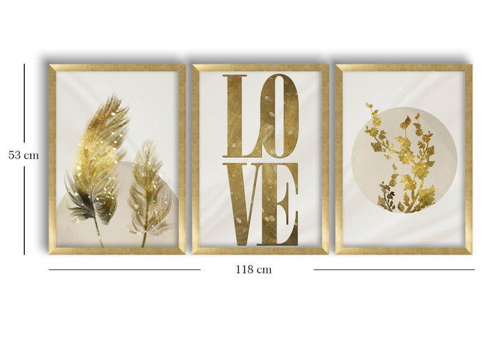 Wallity Conjunto de 3 Cuadros Decorativos Enmarcados en MDF, 38 x 53 cm